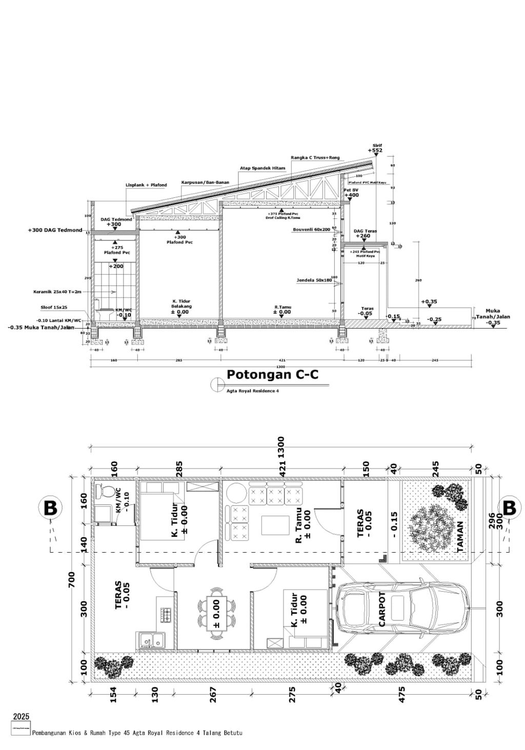 foto denah rumah tipe 45/91 perumahan AGTA ROYAL RESIDENCE 4A