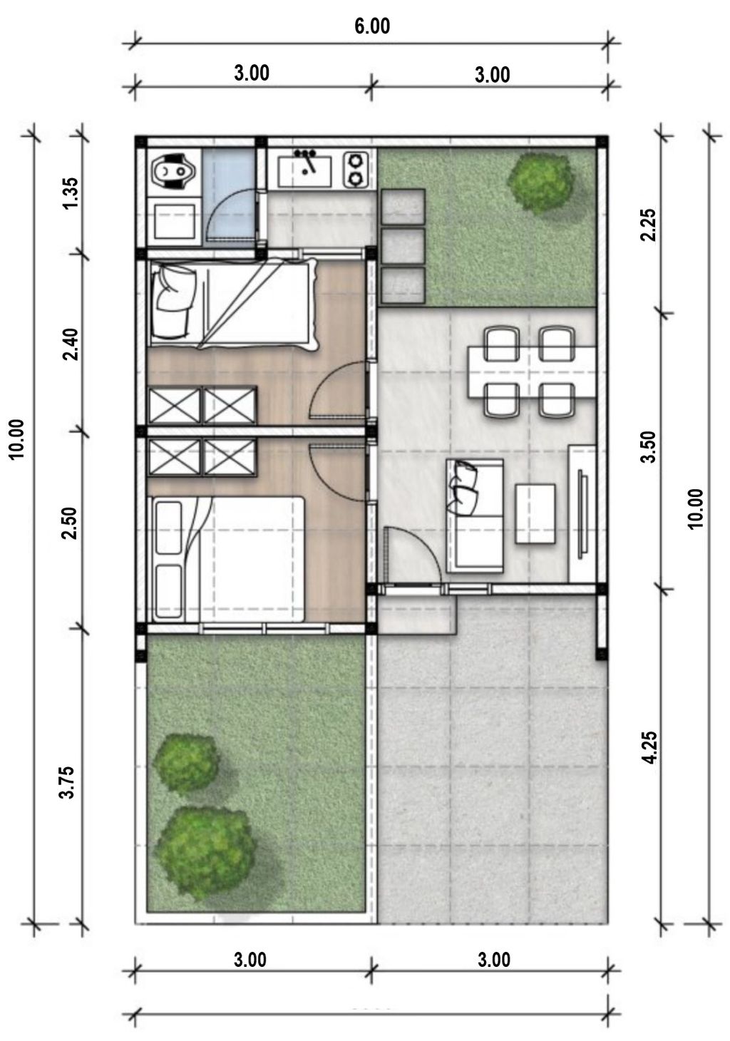 foto denah rumah tipe BIRKA 27/66 perumahan HARMONI PARK BEKASI