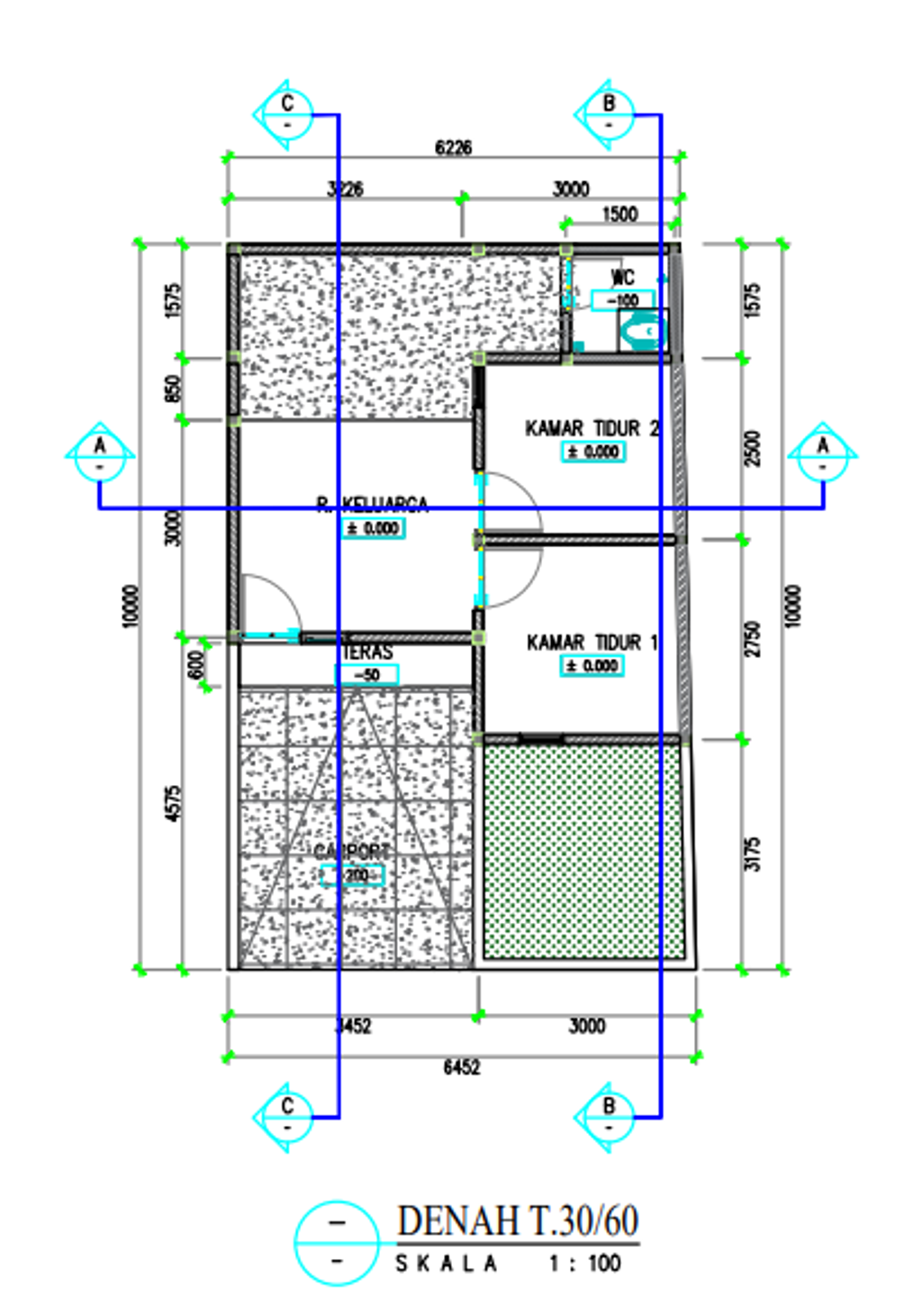 foto denah rumah tipe 30/63 perumahan Marisland Pakelan
