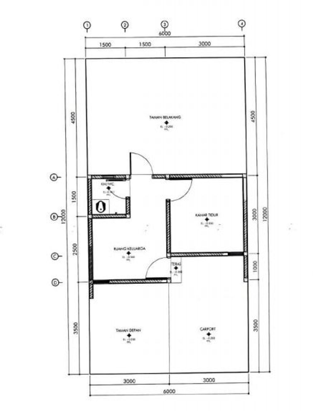 foto denah rumah tipe 21/72 perumahan BMW Kanigoro Green View