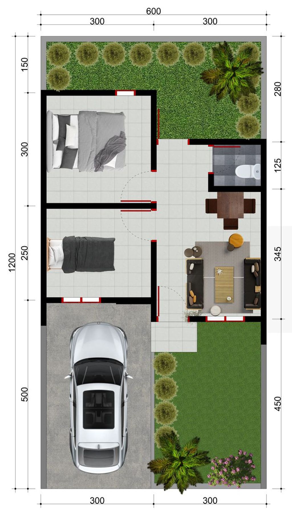 foto denah rumah tipe 36/72 perumahan GRAND ASERA.