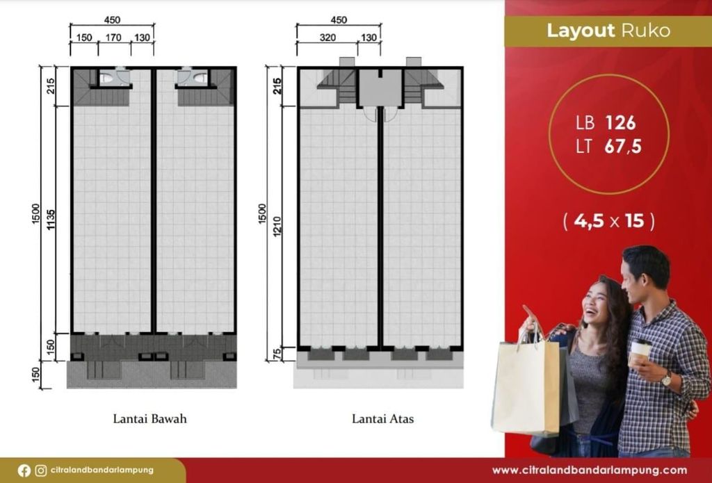 foto denah rumah tipe COMMERCIAL AREA - TAHAP II - LB 126 perumahan CITRALAND BANDAR LAMPUNG - REVISI II