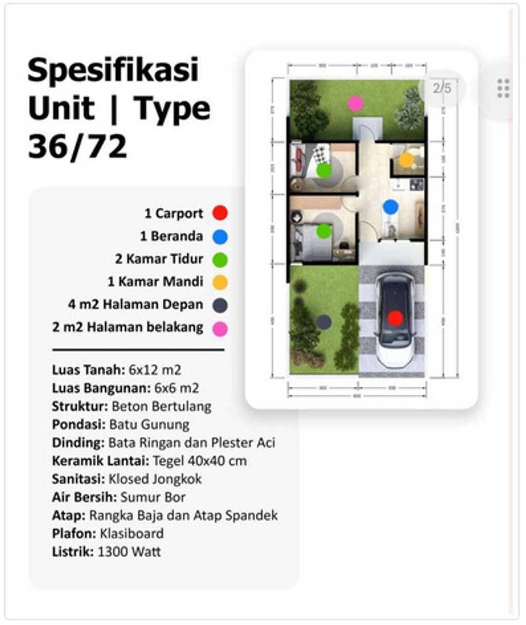 foto denah rumah tipe 36/72 perumahan RAYA PURNAMA 2 TAHAP 3