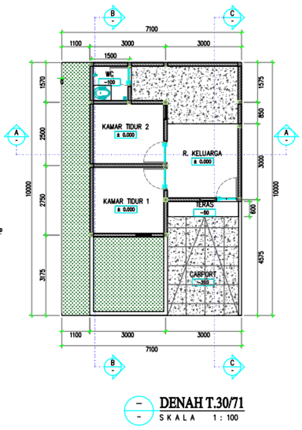 foto denah rumah tipe 30/70 perumahan Marisland Pakelan