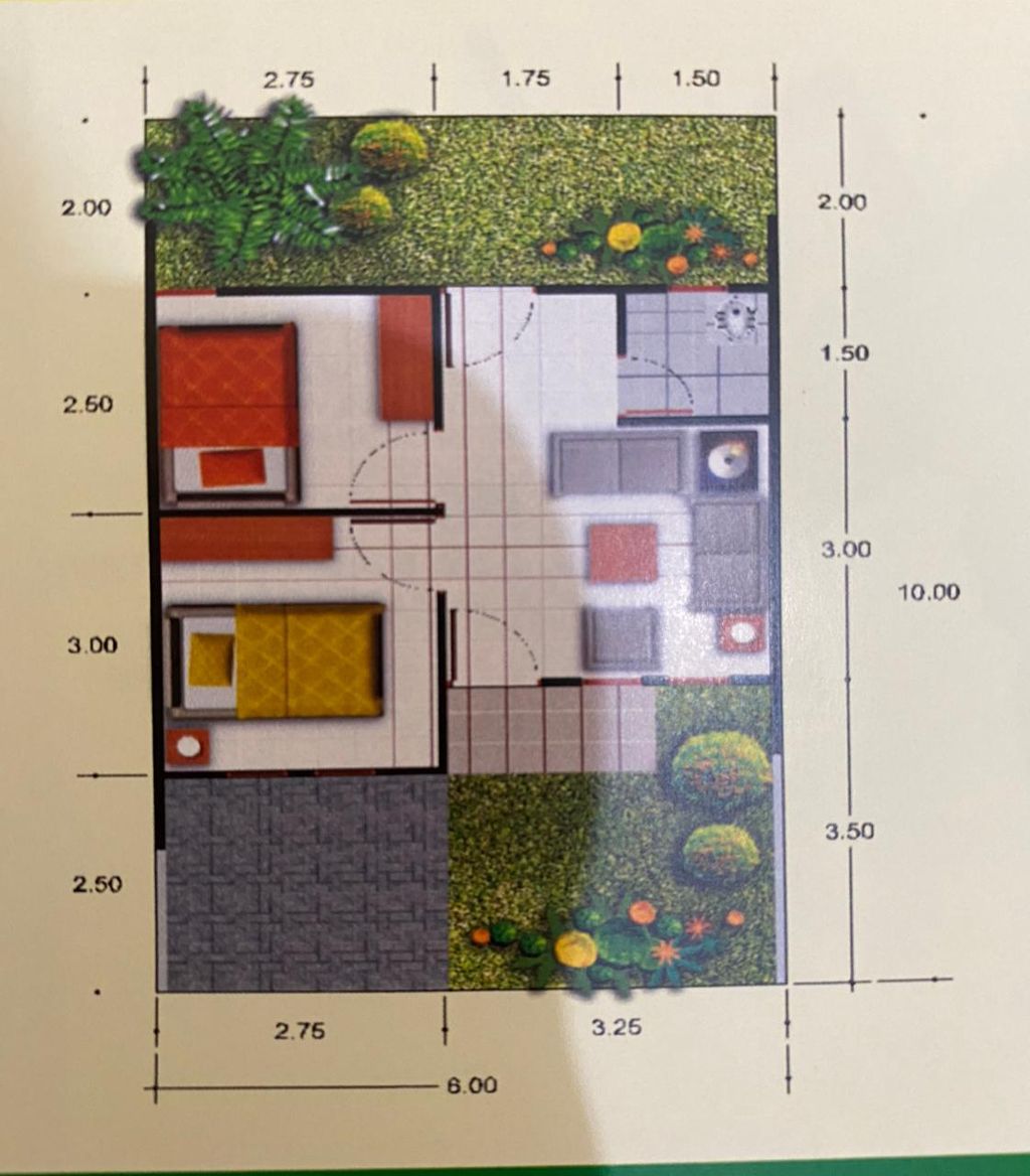 foto denah rumah tipe 27/77 perumahan Wirogunan Residence Tahap II dan III Lanjutan