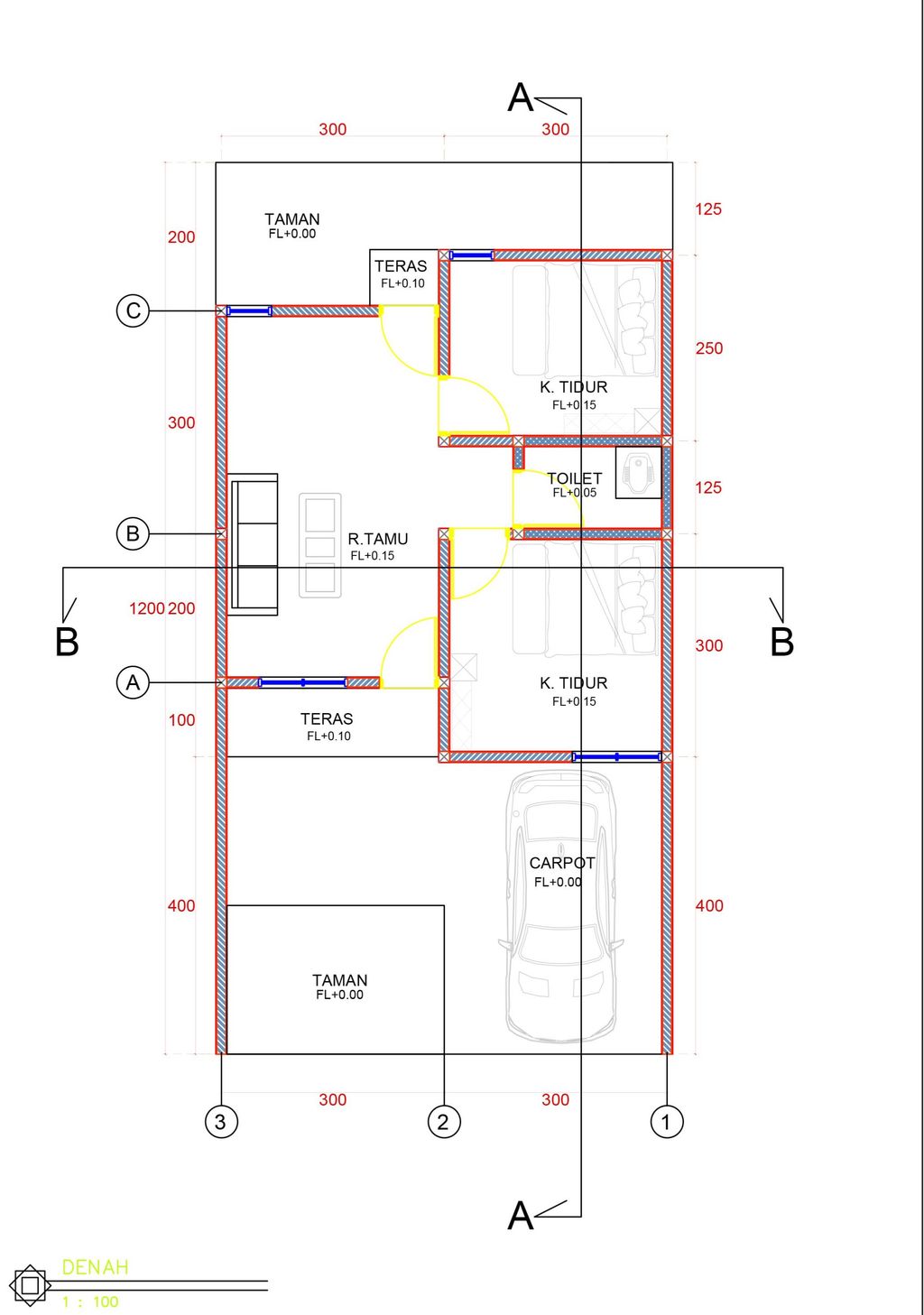 foto denah rumah tipe 36/72 perumahan Vastara hills