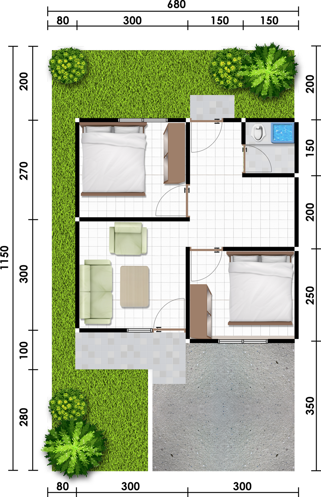 foto denah rumah tipe 36/78 perumahan PUTRAMAS RESIDENCE BORANG