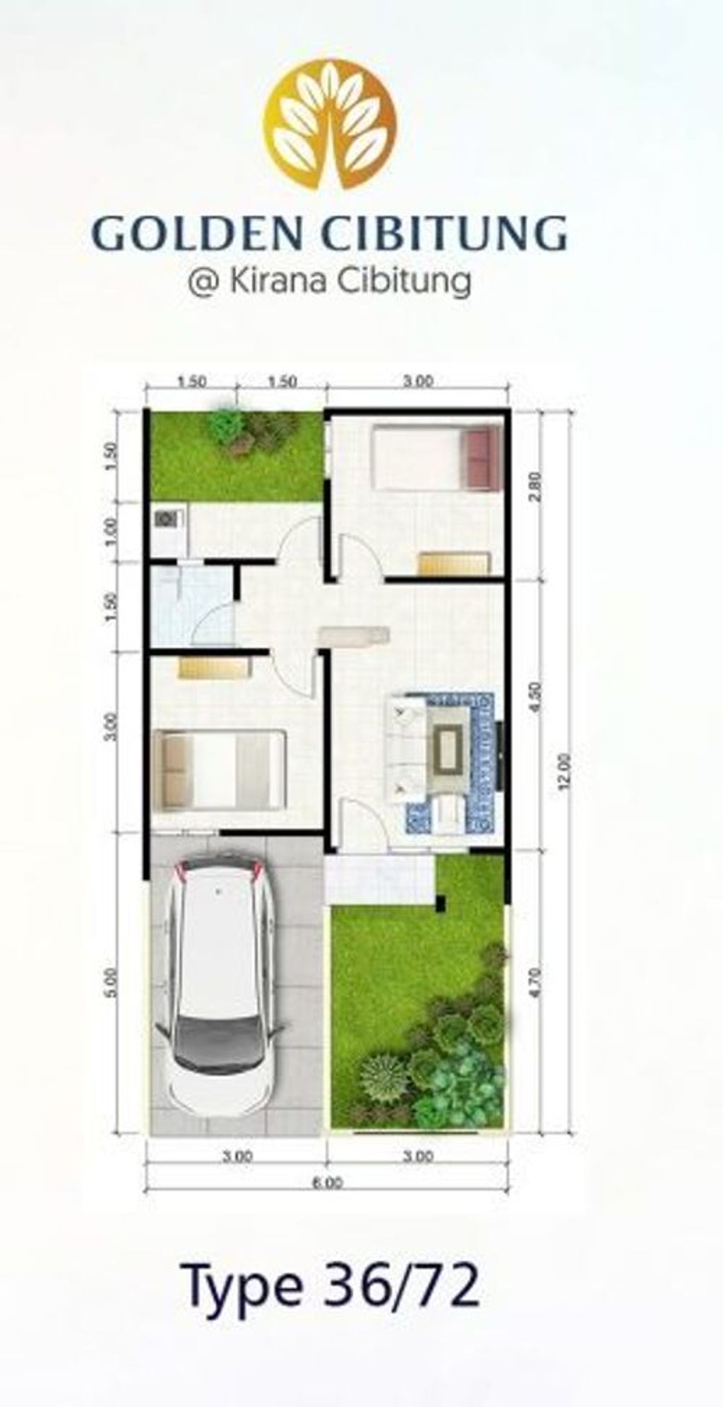 foto denah rumah tipe 27 / 101 perumahan Golden Cibitung 2