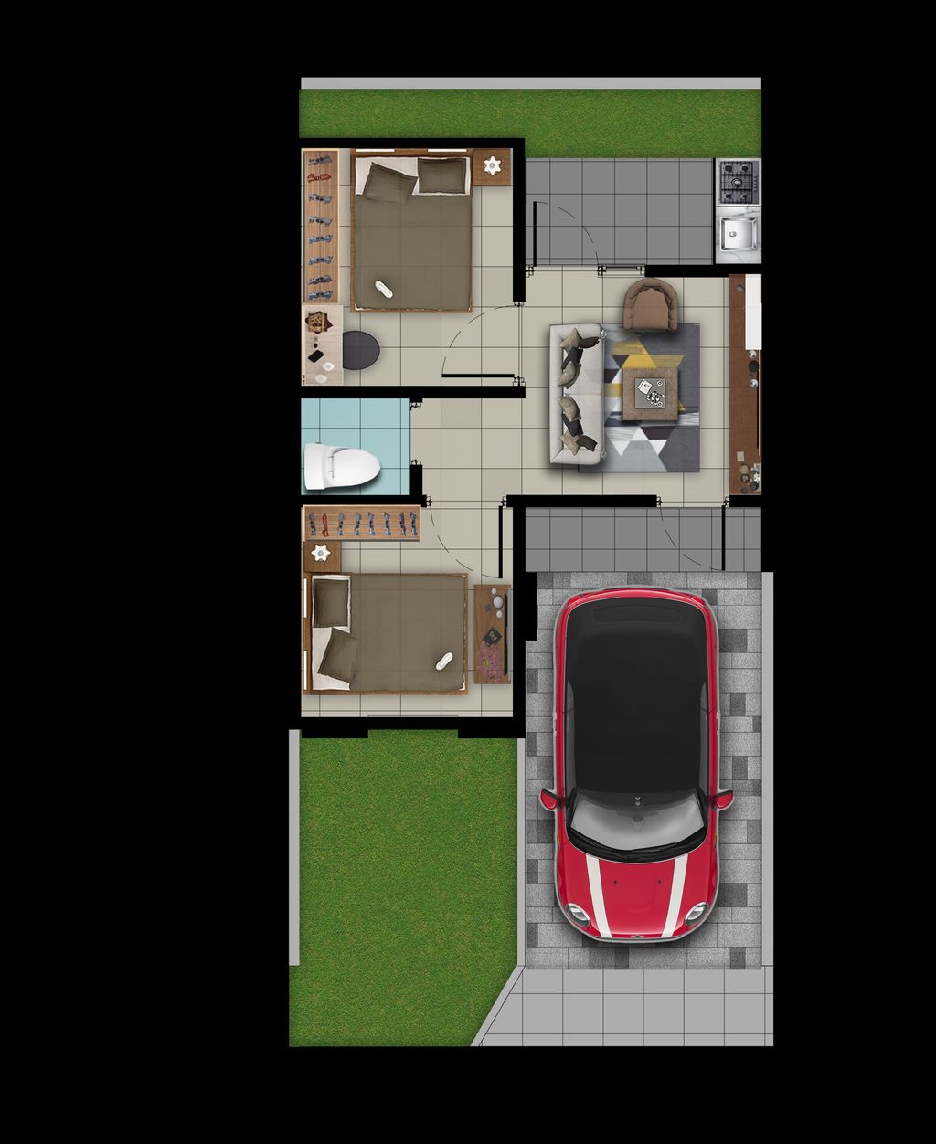 foto denah rumah tipe NEW EVODIA 180 perumahan Metland Transyogi Cibubur