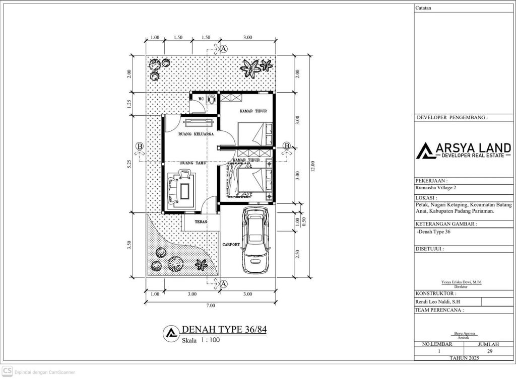 foto denah rumah tipe 36 perumahan RUMAISHA VILLAGE 2