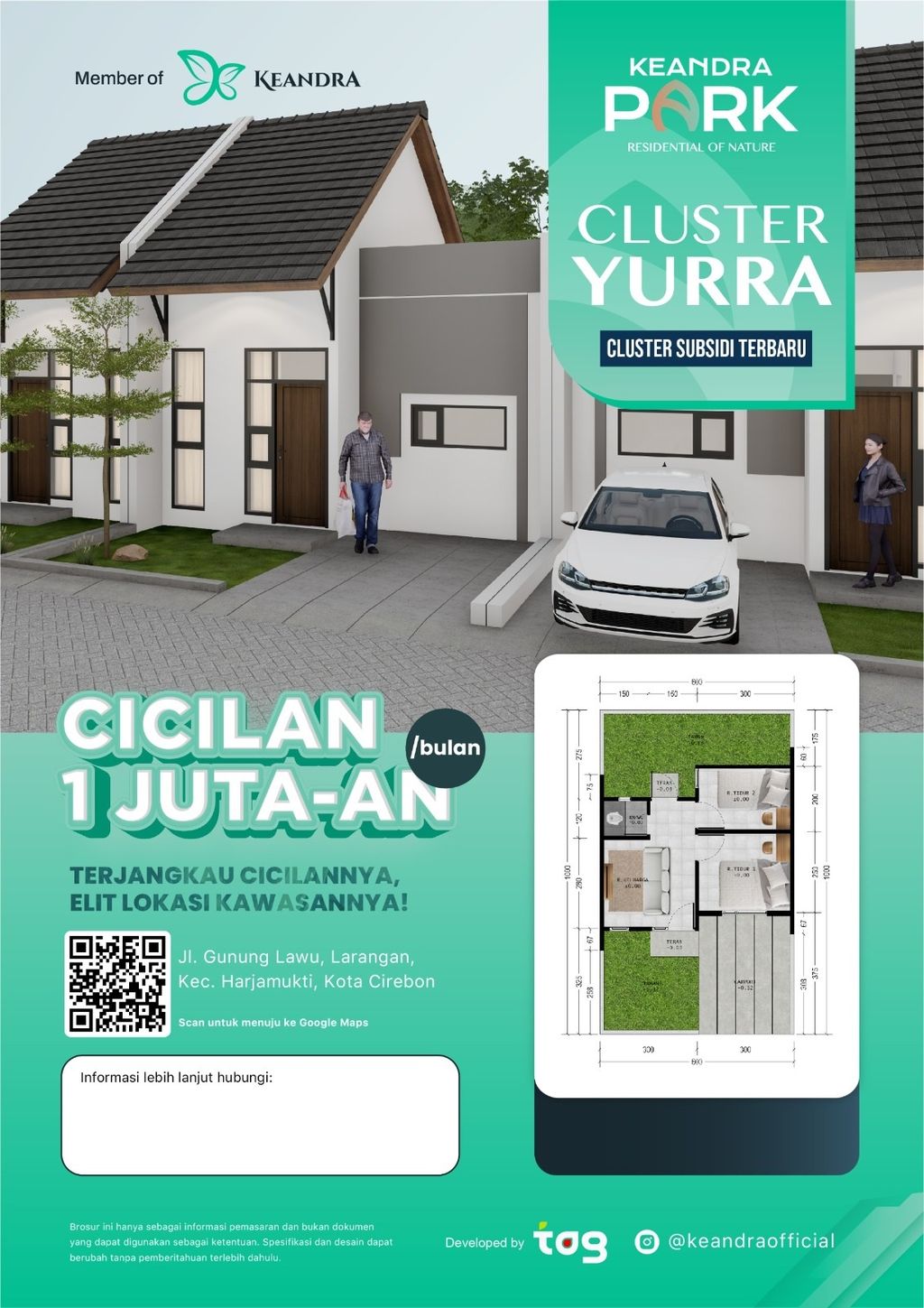 foto denah rumah tipe YURRA perumahan KEANDRA PARK TAHAP 2