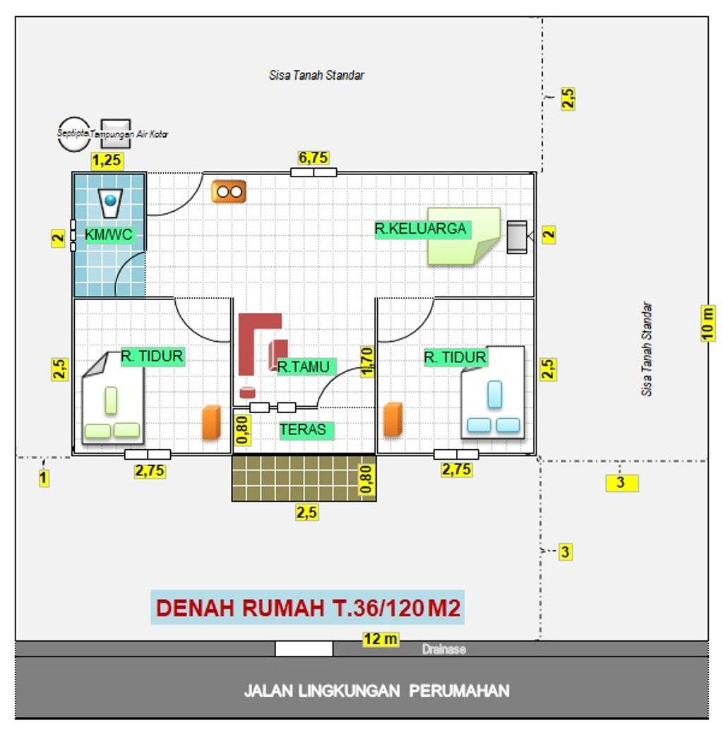 foto denah rumah tipe 36 perumahan BERKAH RESIDENCE