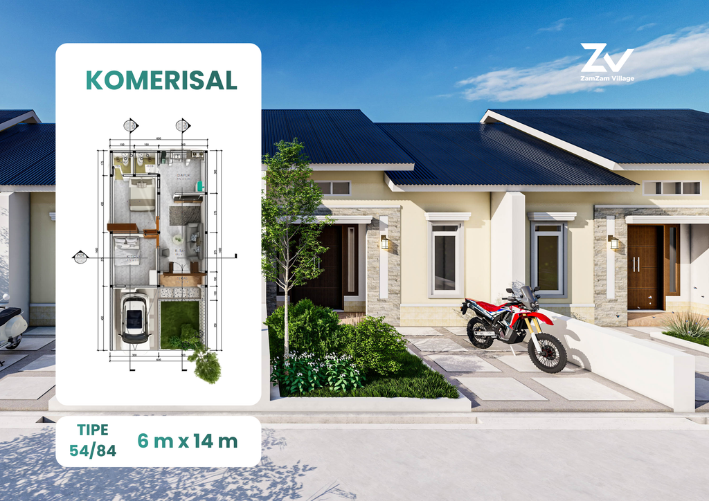 foto tampak rumah tipe 54 perumahan Zamzam Village Barru