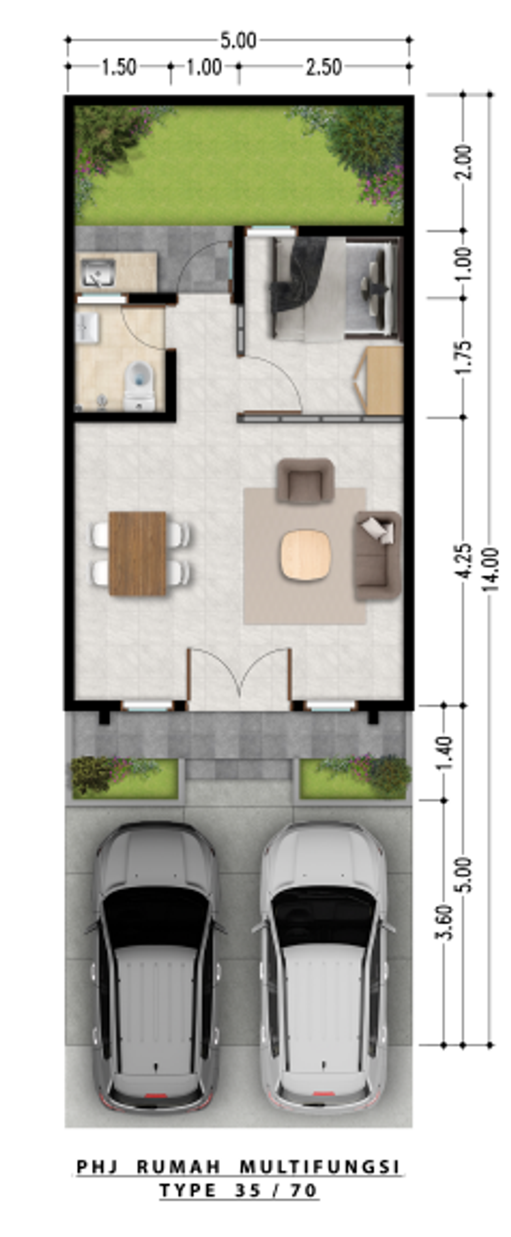 foto denah rumah tipe RUMAH MULTIFUNGSI 30/70 395.837.500 perumahan PURI HARMONI JONGGOL