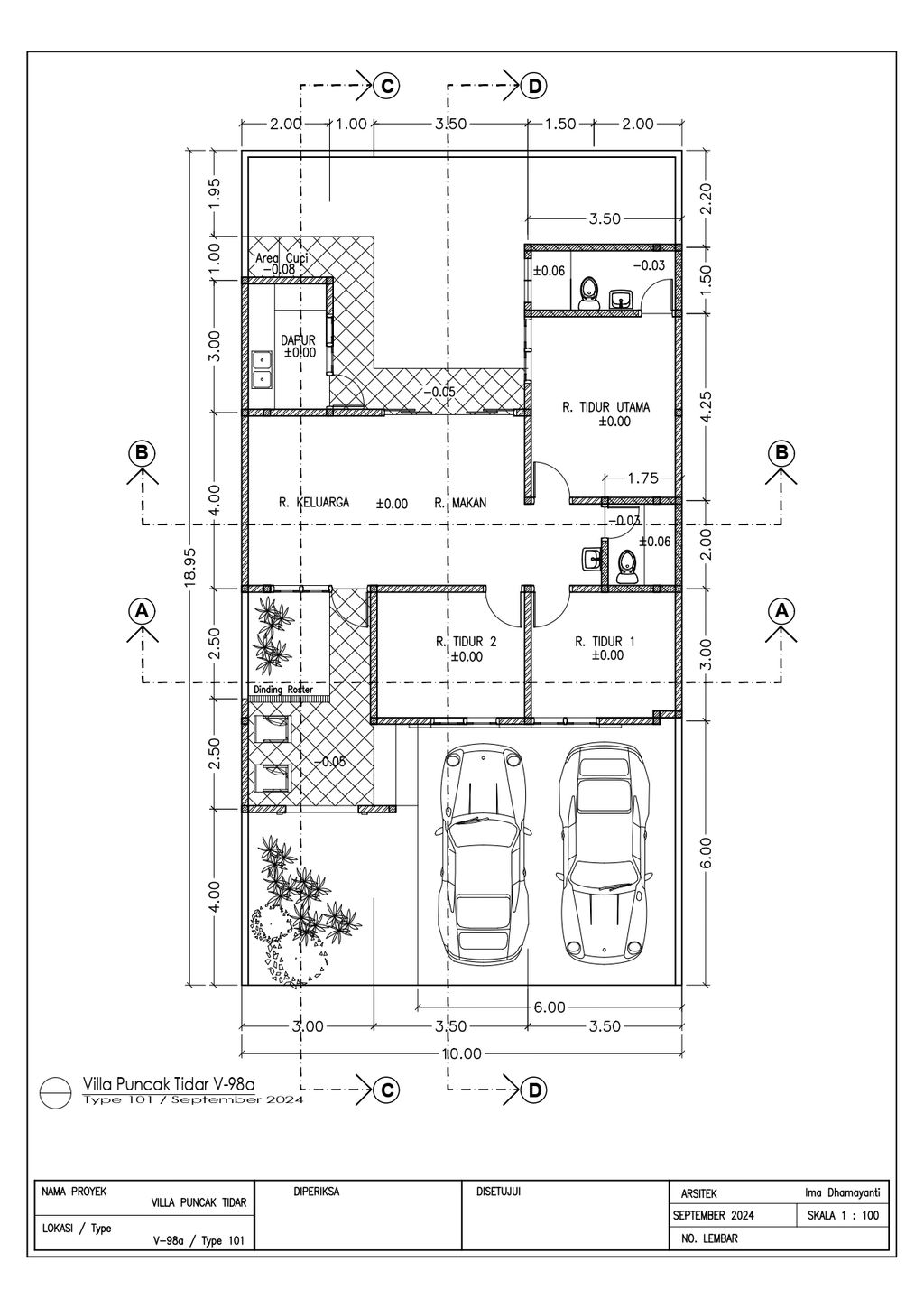 foto denah rumah tipe T. 101/188 perumahan VILLA PUNCAK TIDAR TAHAP 1-4