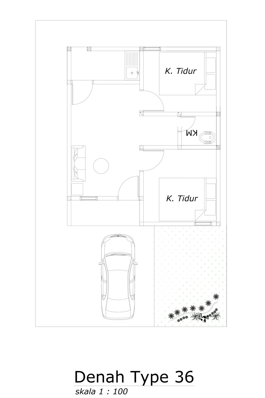 foto denah rumah tipe 36 PMK 60/2023 perumahan RUMBAI RESIDENCE 4