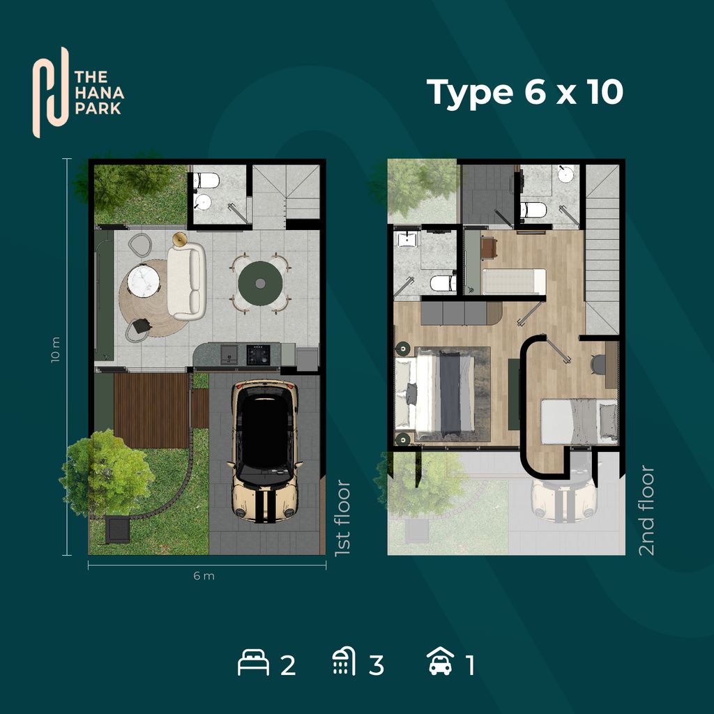 foto denah rumah tipe 74 perumahan THE HANA PARK