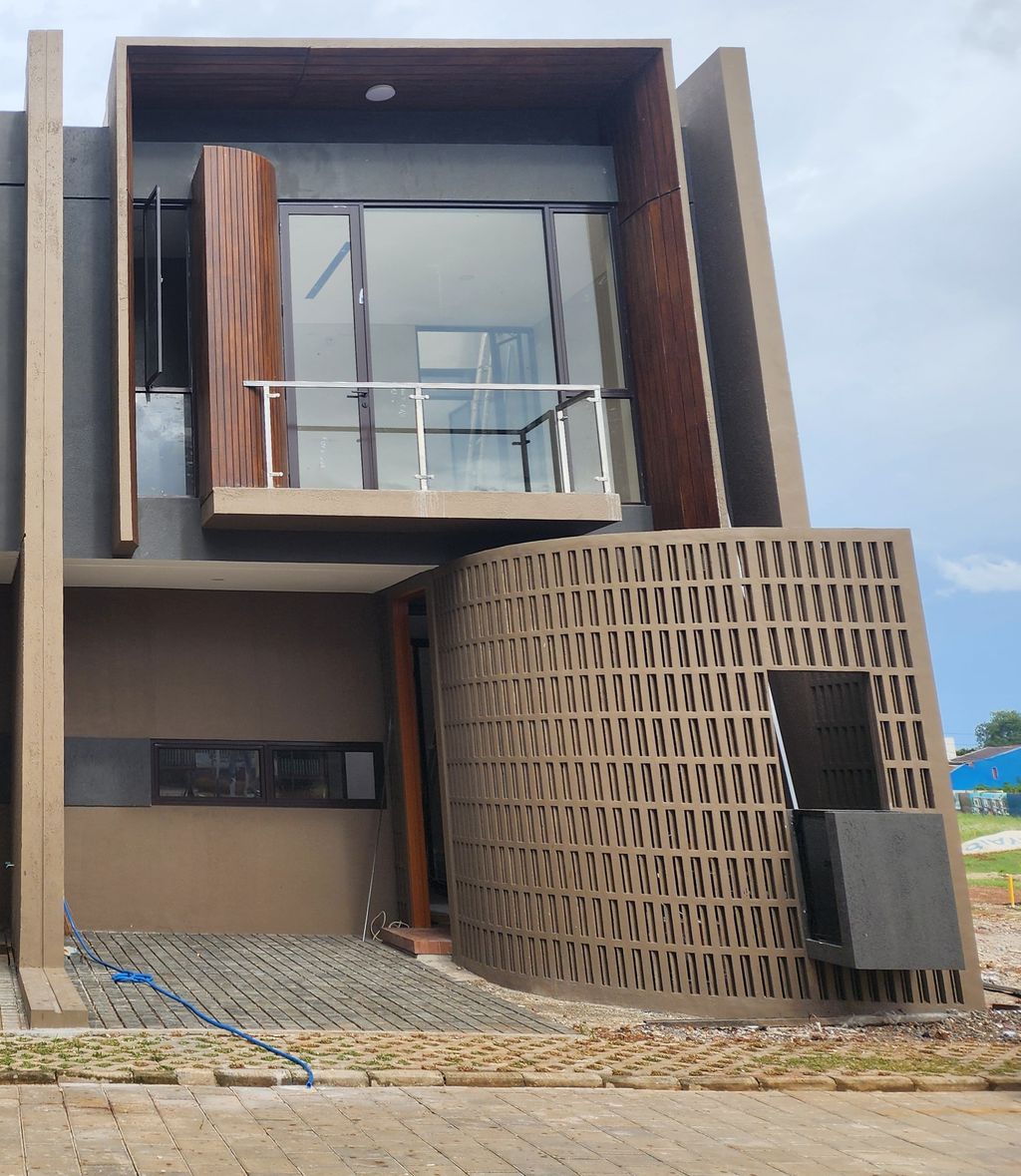 foto tampak rumah tipe 85 perumahan THE HANA PARK