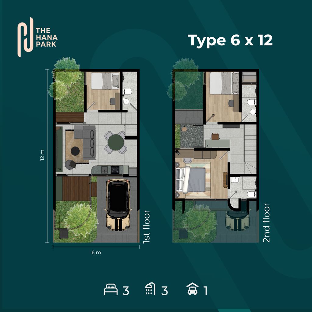 foto denah rumah tipe 85 perumahan THE HANA PARK