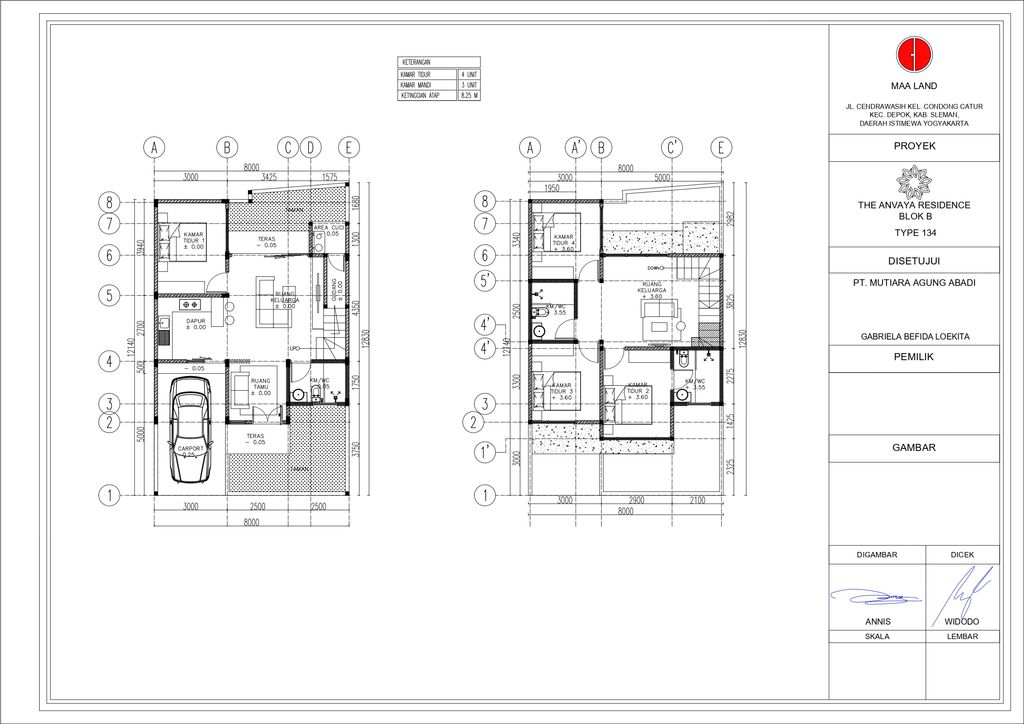 foto denah rumah tipe 134 perumahan The Anvaya Residence