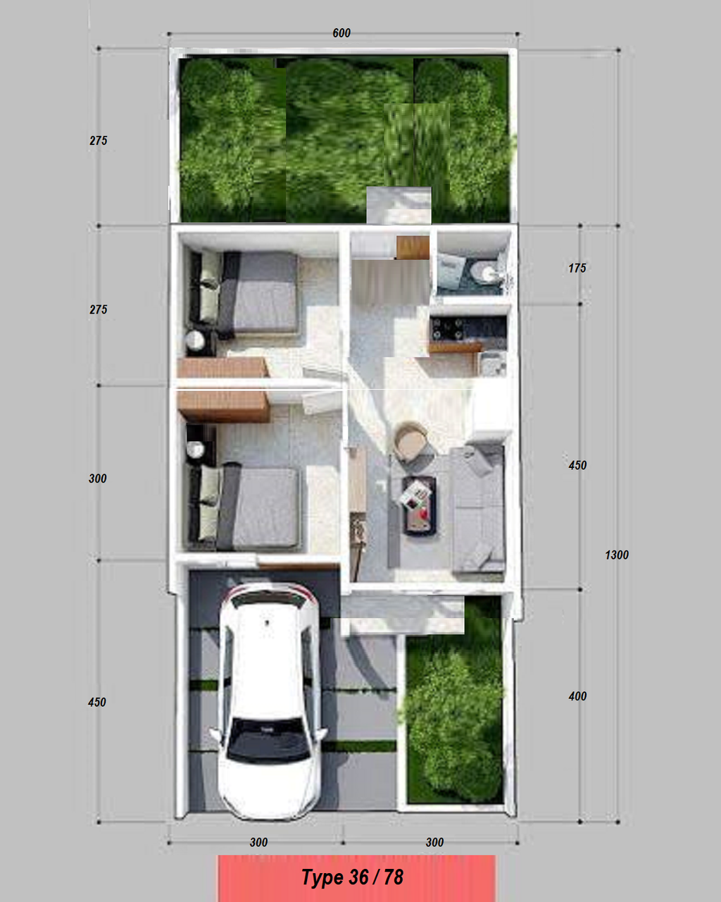 foto denah rumah tipe 36 perumahan PERUMAHAN GRIYA RAHARJA