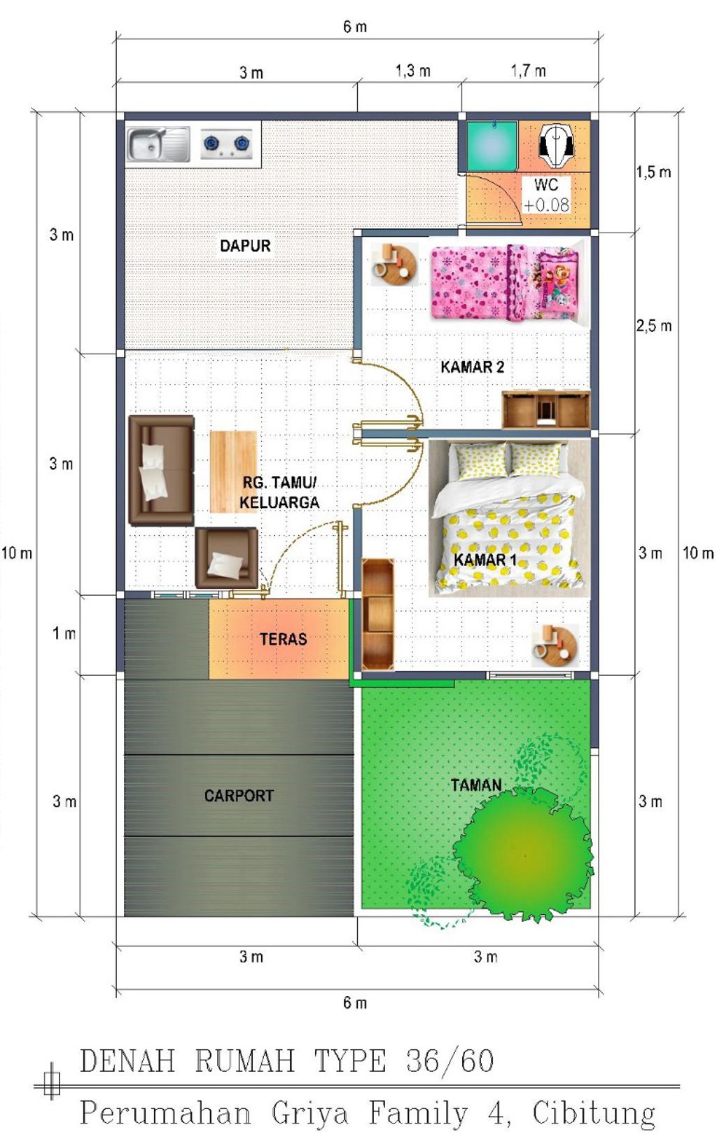 foto denah rumah tipe Topaz perumahan GRIYA FAMILY 4 TAHAP 7