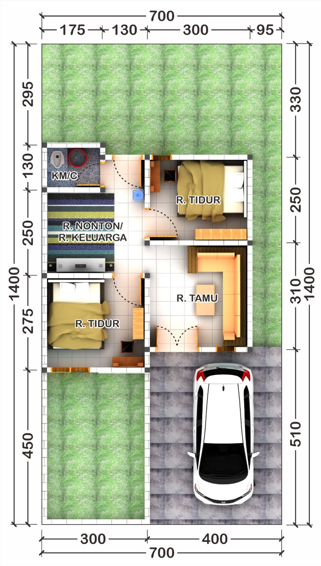 foto denah rumah tipe 36 perumahan UKHUWAH LAND TINGGEDE
