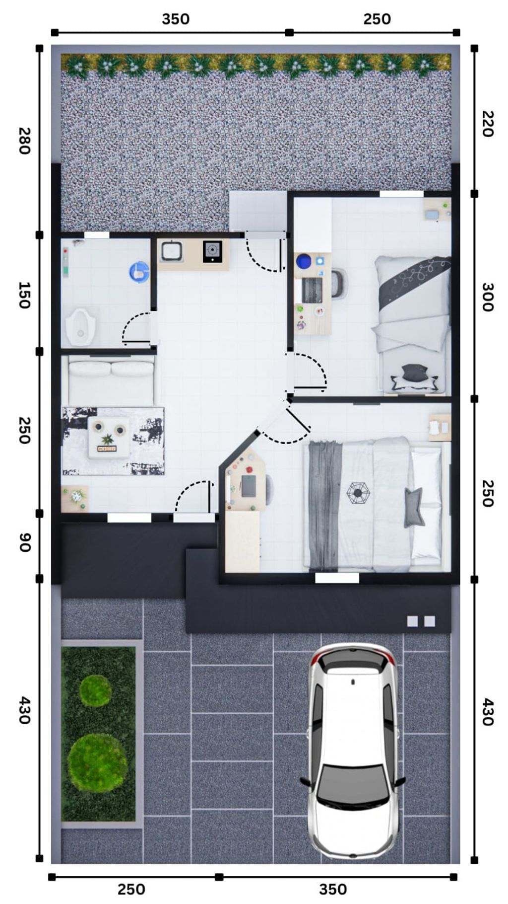 foto denah rumah tipe Kenari 2 perumahan Graha Kartika Pesona Serang