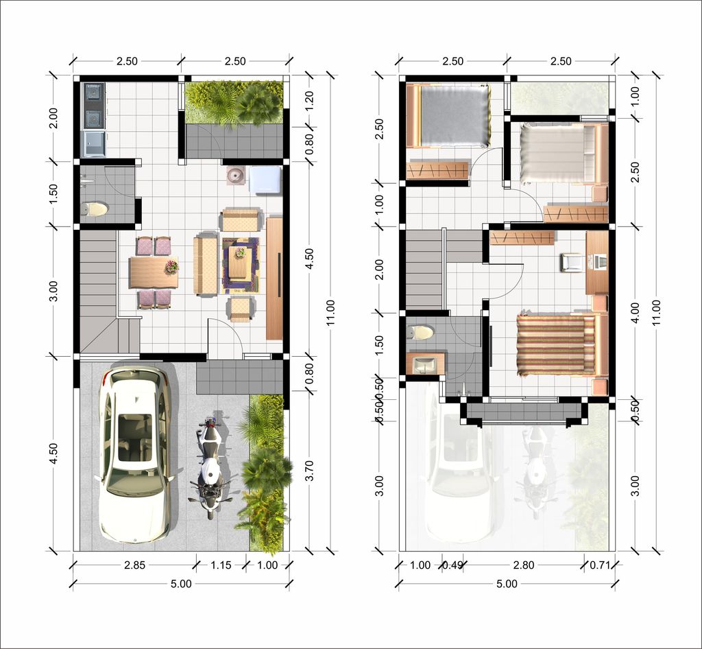foto denah rumah tipe B735 62/55 perumahan Patra One