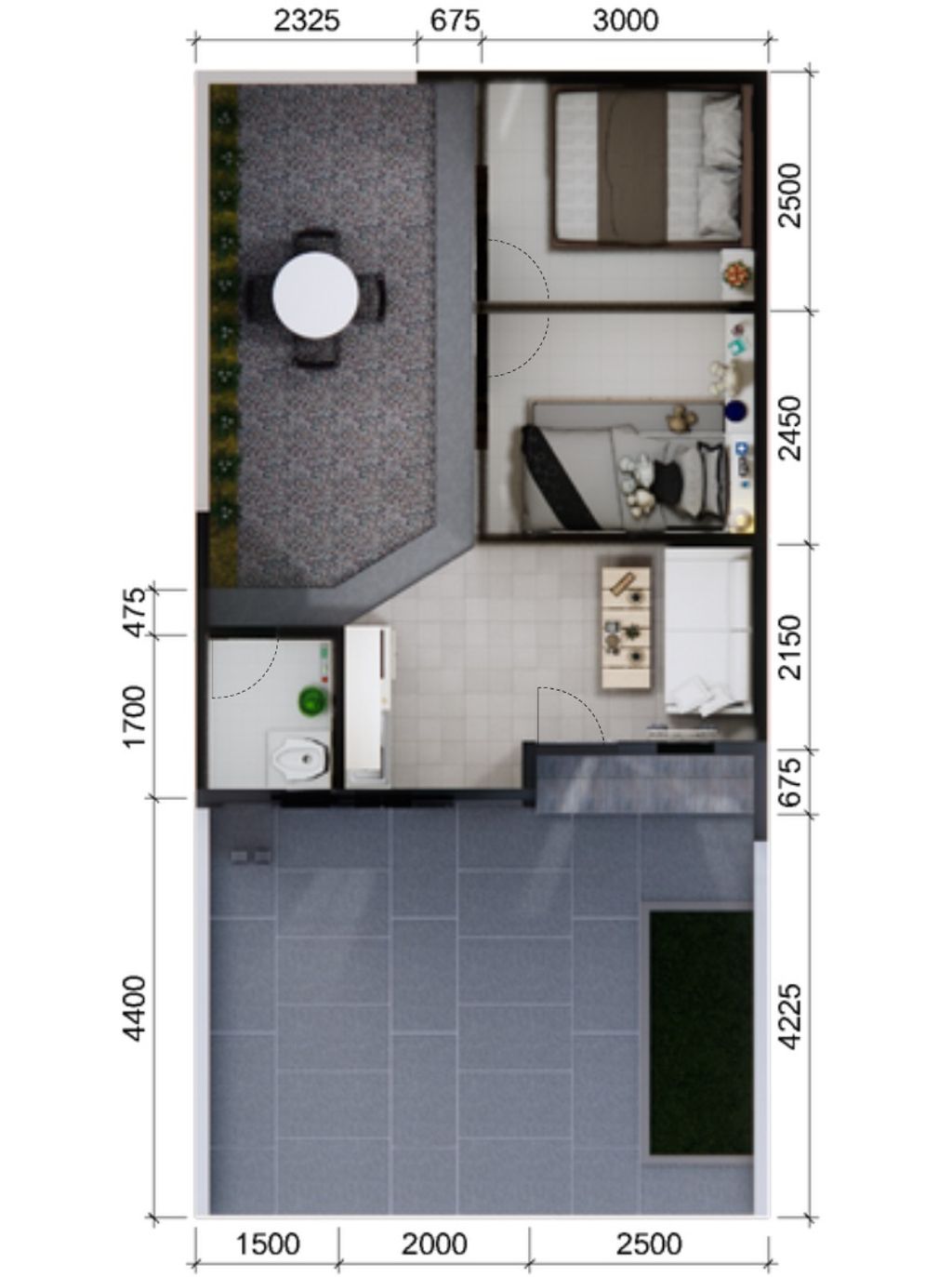 foto denah rumah tipe Kenari 1 perumahan Graha Kartika Pesona Serang