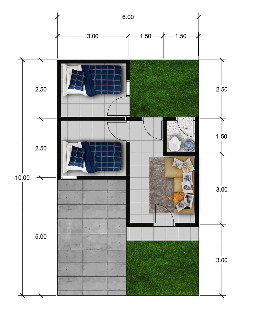 foto denah rumah tipe 30/60 perumahan RINJANI VILLAGE