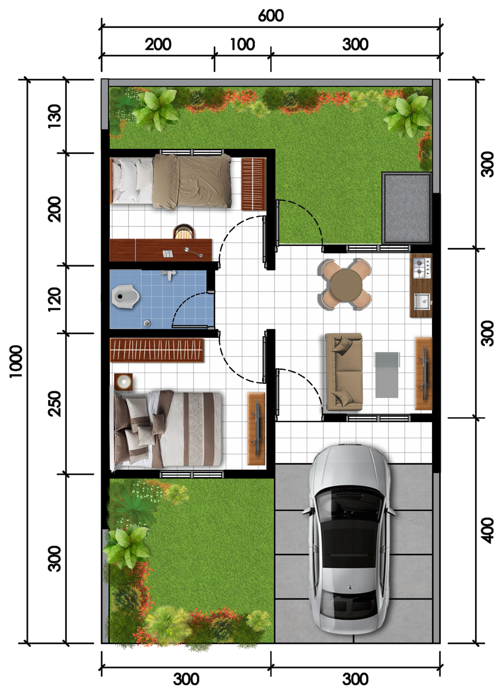 foto denah rumah tipe T27/60 perumahan SUKATANI PERMAI