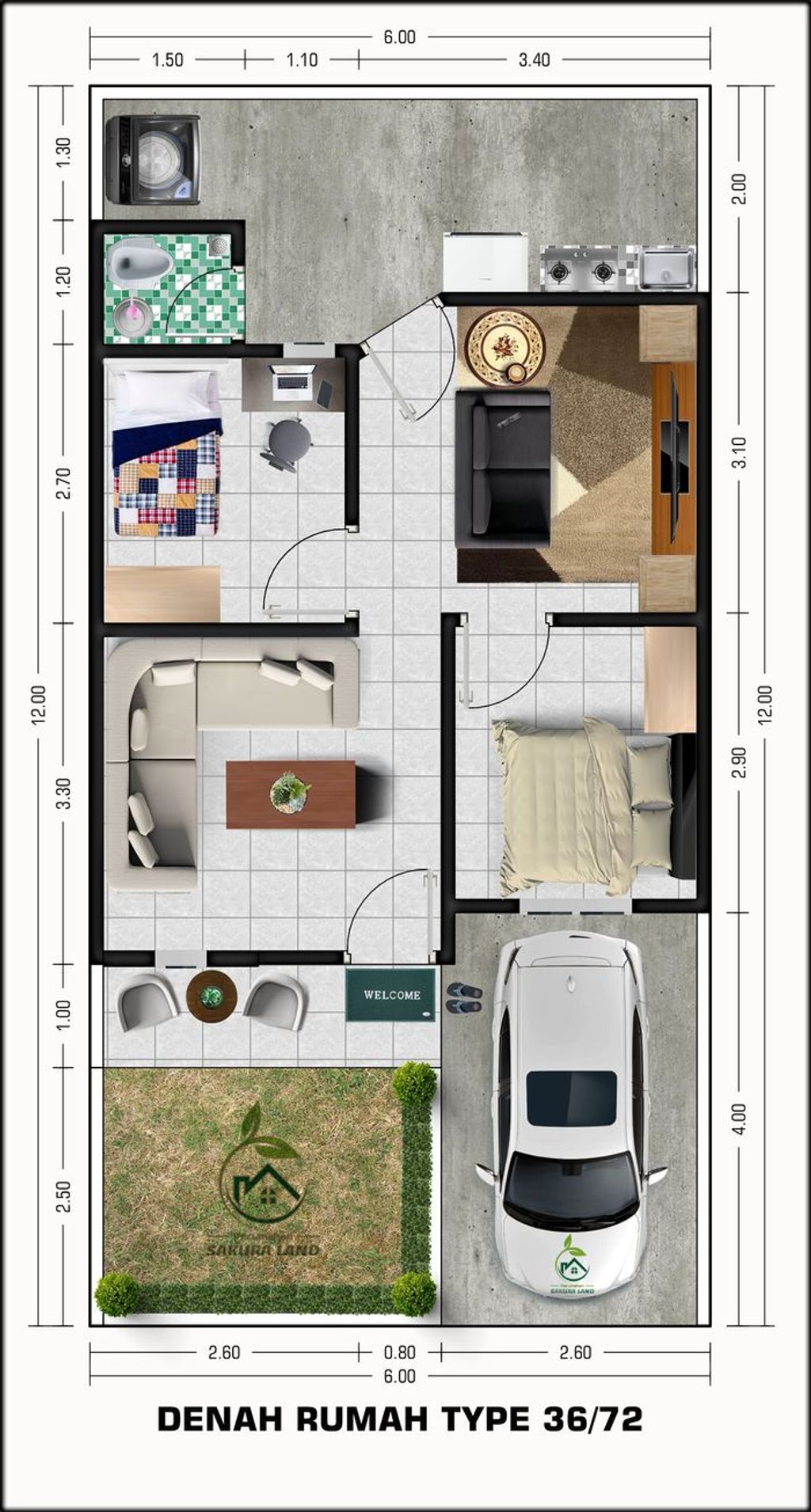 foto denah rumah tipe TAHUN 2025 perumahan SAKURA LAND