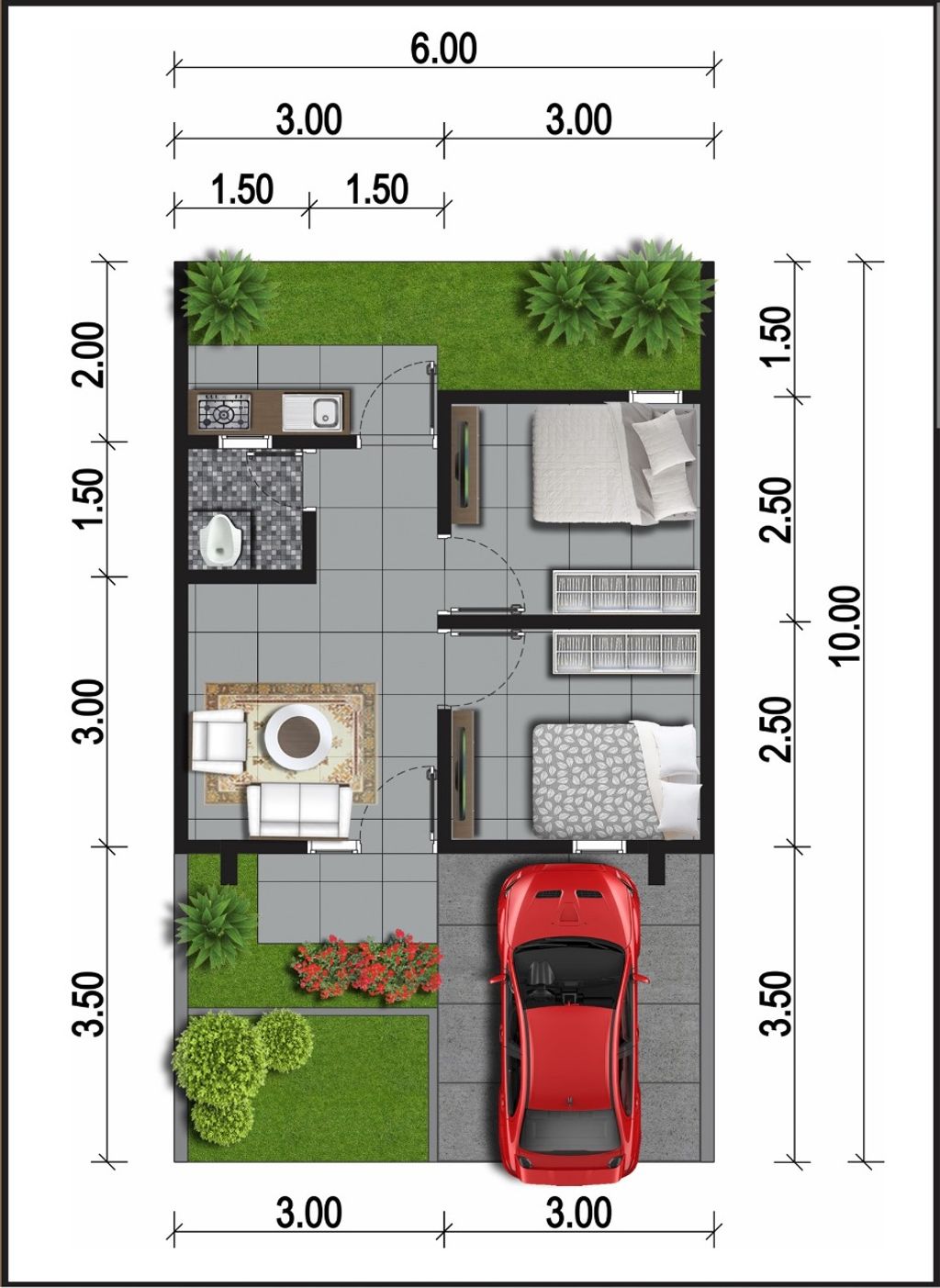 foto denah rumah tipe 30/60 perumahan Rembang View