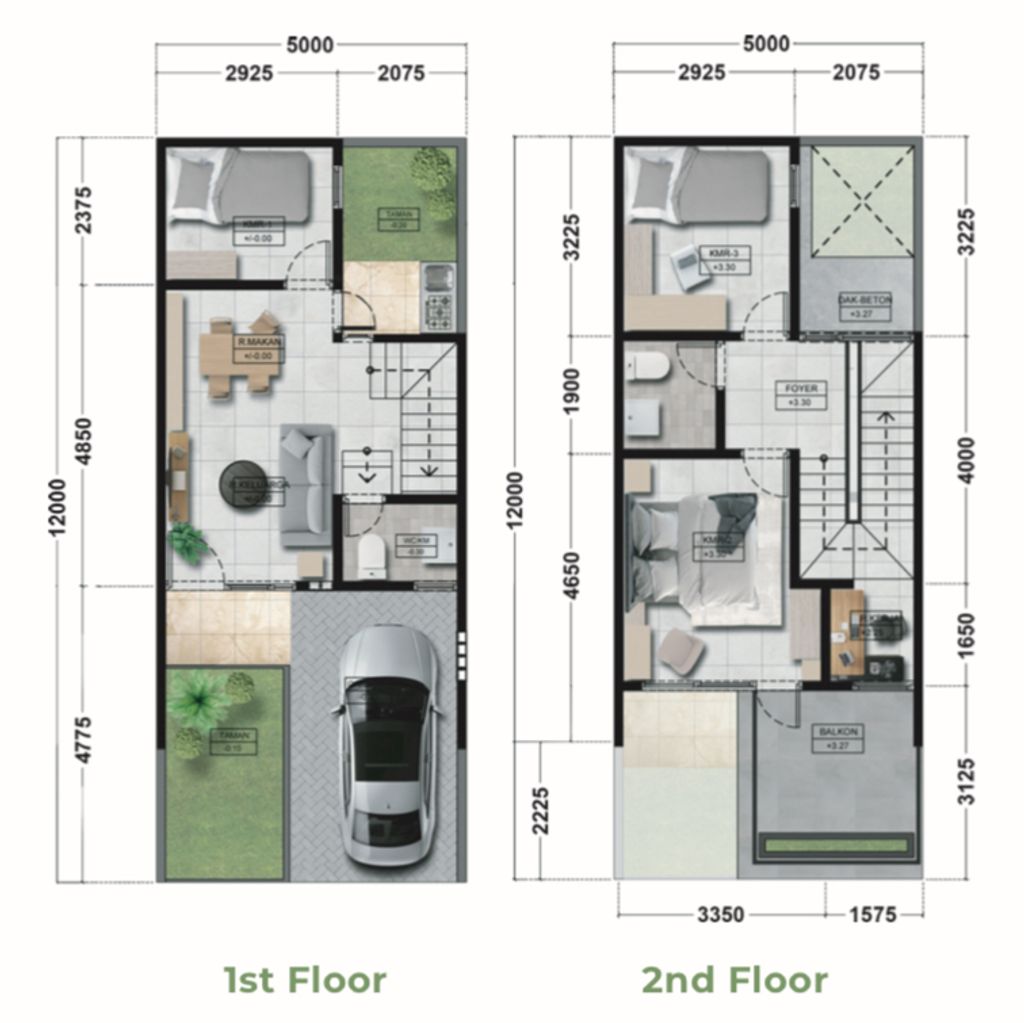 foto denah rumah tipe ELSKA 60 perumahan KILA HILLS