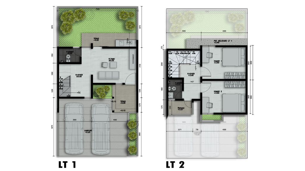 foto denah rumah tipe Townhouse perumahan The Charlestown CW 1