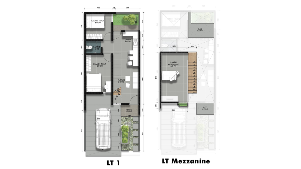 foto denah rumah tipe Mezzanine perumahan The Charlestown CW 2