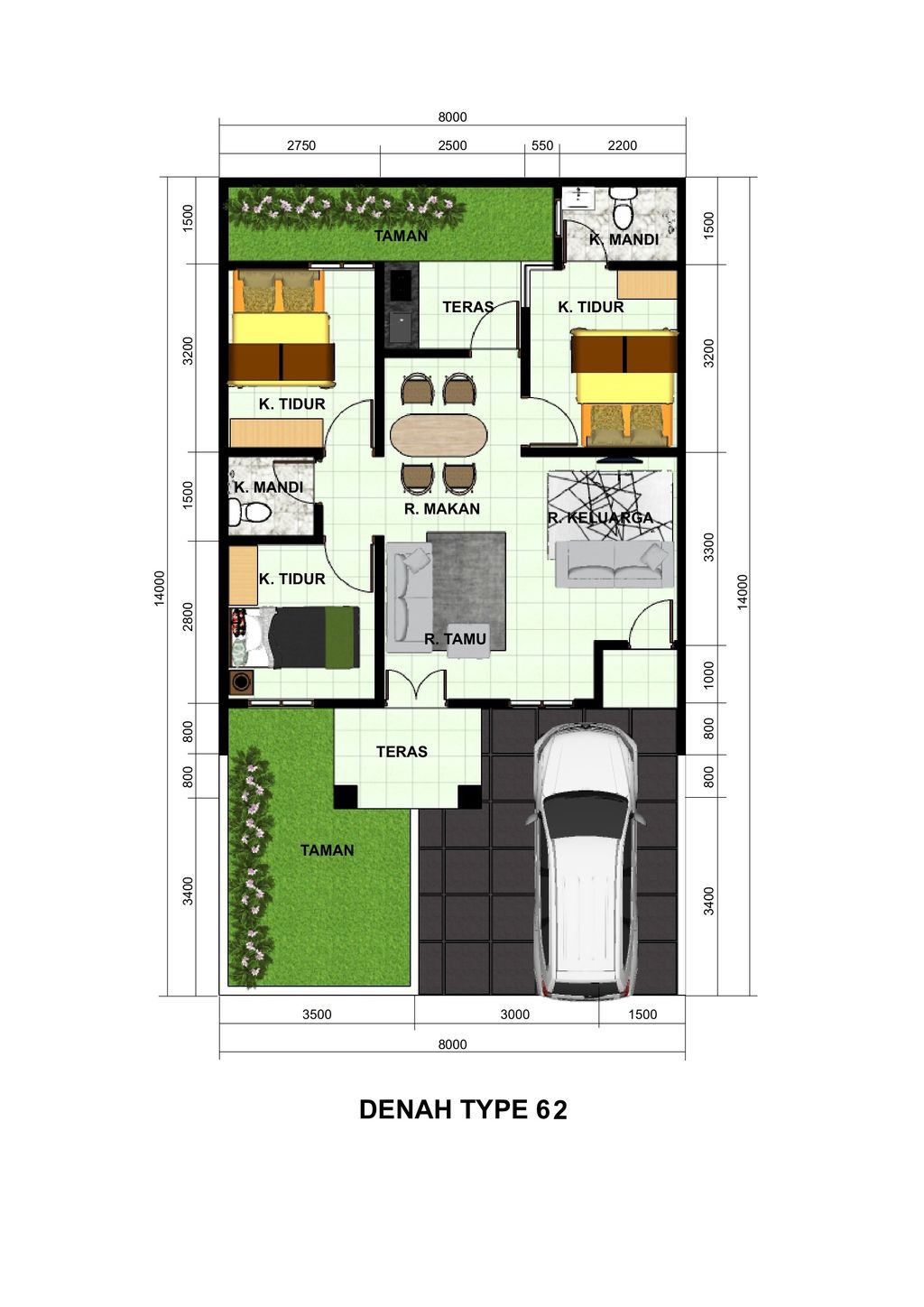 foto denah rumah tipe 62/112 Monza perumahan VERONA HILLS