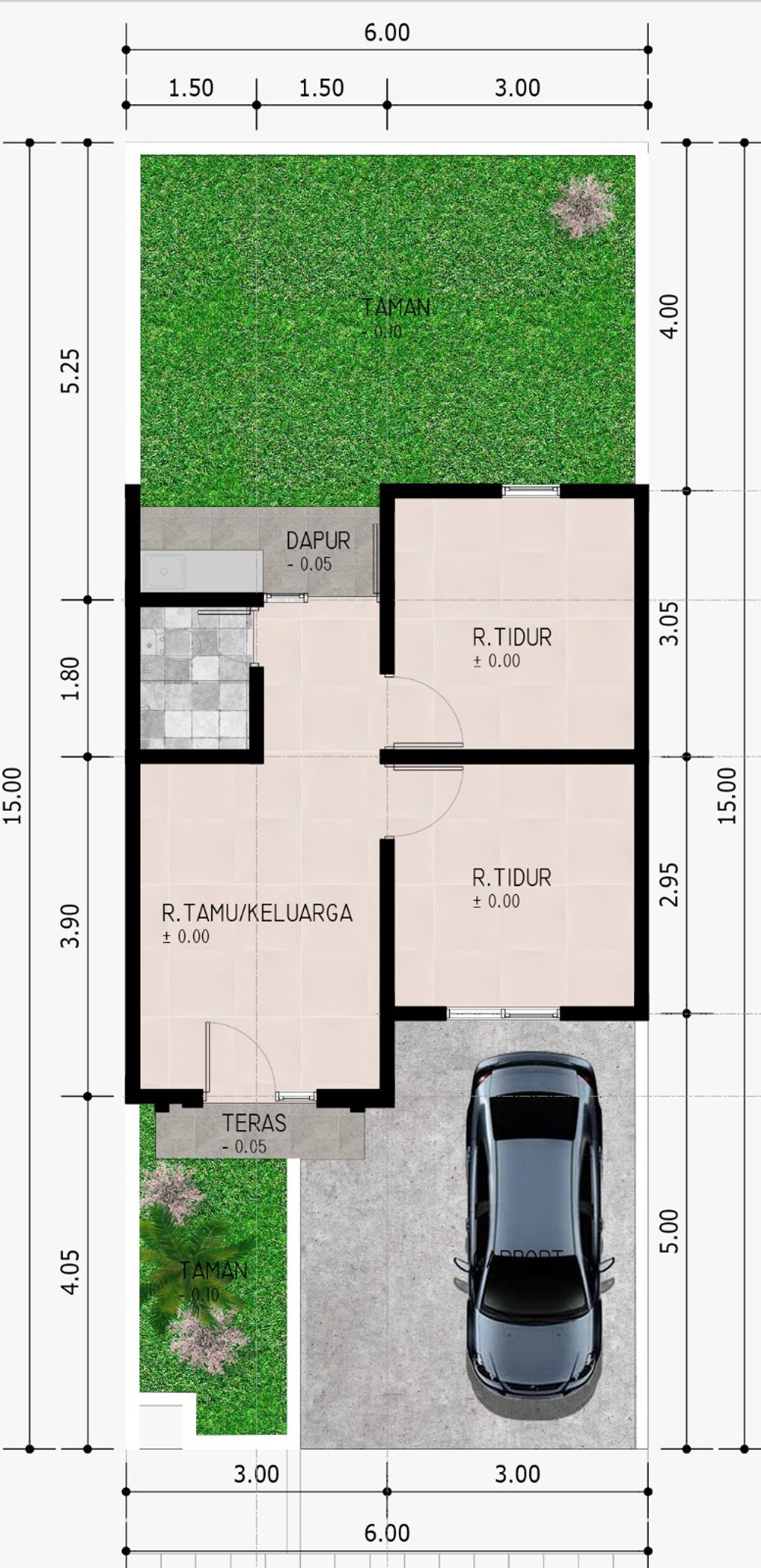 foto denah rumah tipe AUSTIN perumahan TAMAN ANGGUN SEJAHTERA 10 TAHAP A