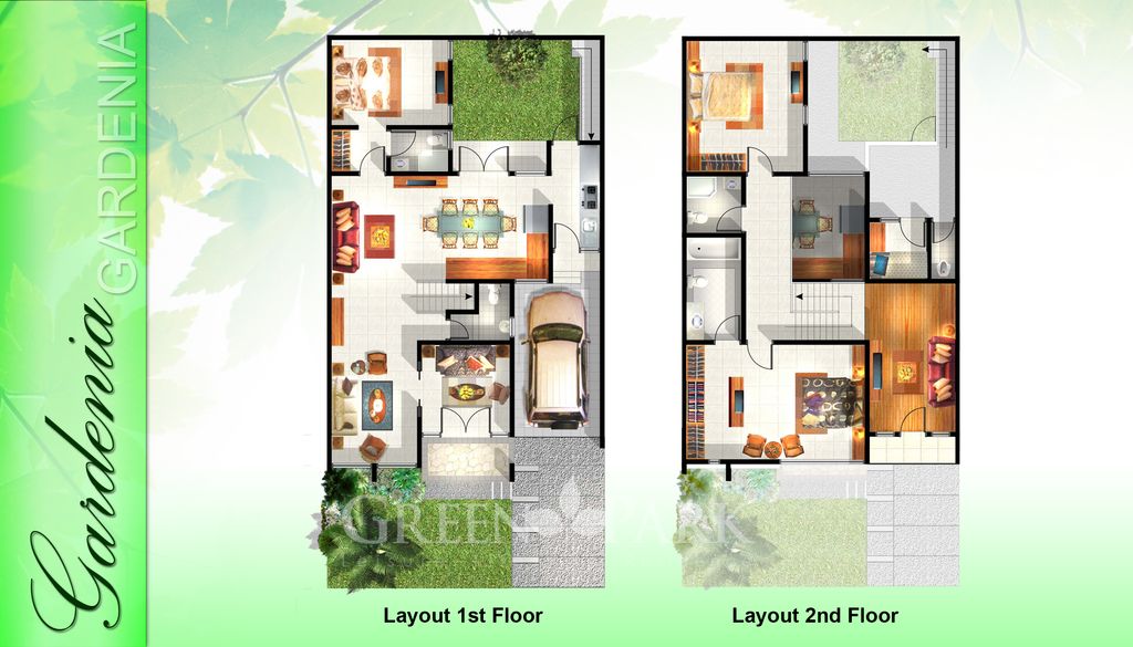 foto denah rumah tipe Gardenia perumahan GREEN PARK RESIDENCE