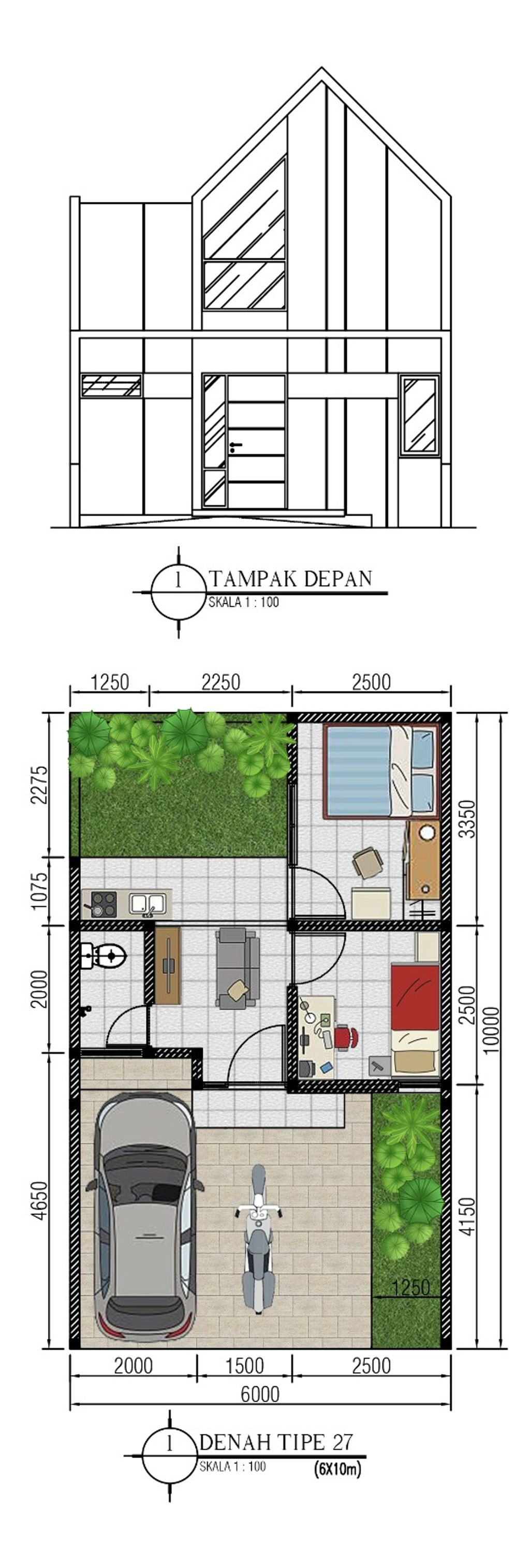 foto denah rumah tipe 27/60 C-39 perumahan KEBONSARI MANSION