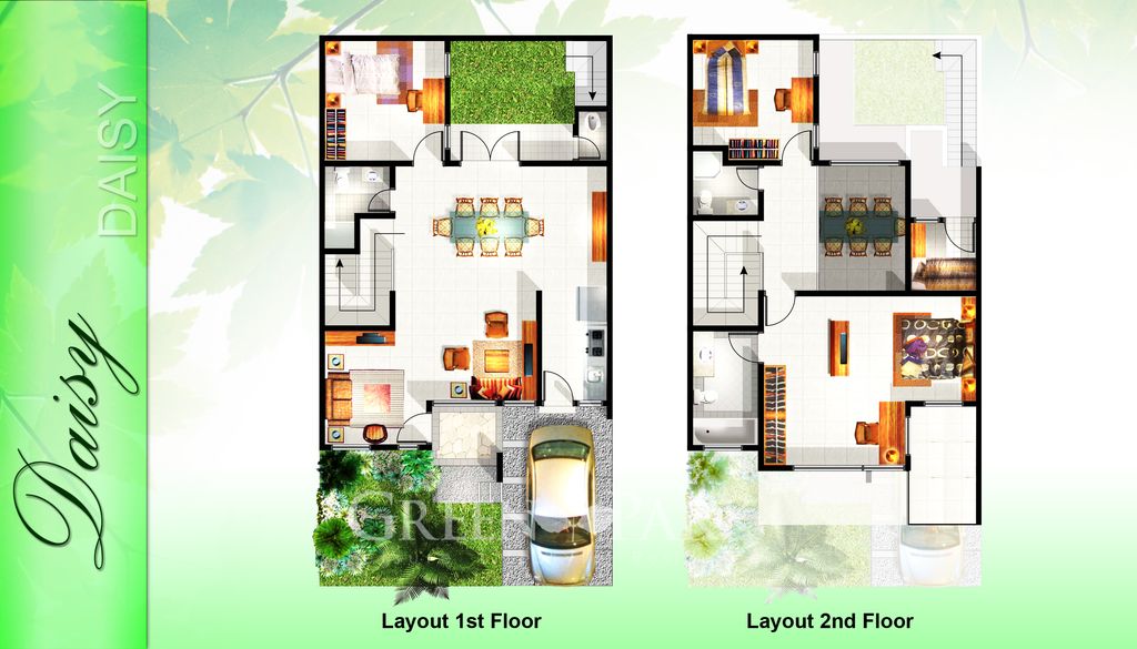 foto denah rumah tipe Daisy perumahan GREEN PARK RESIDENCE
