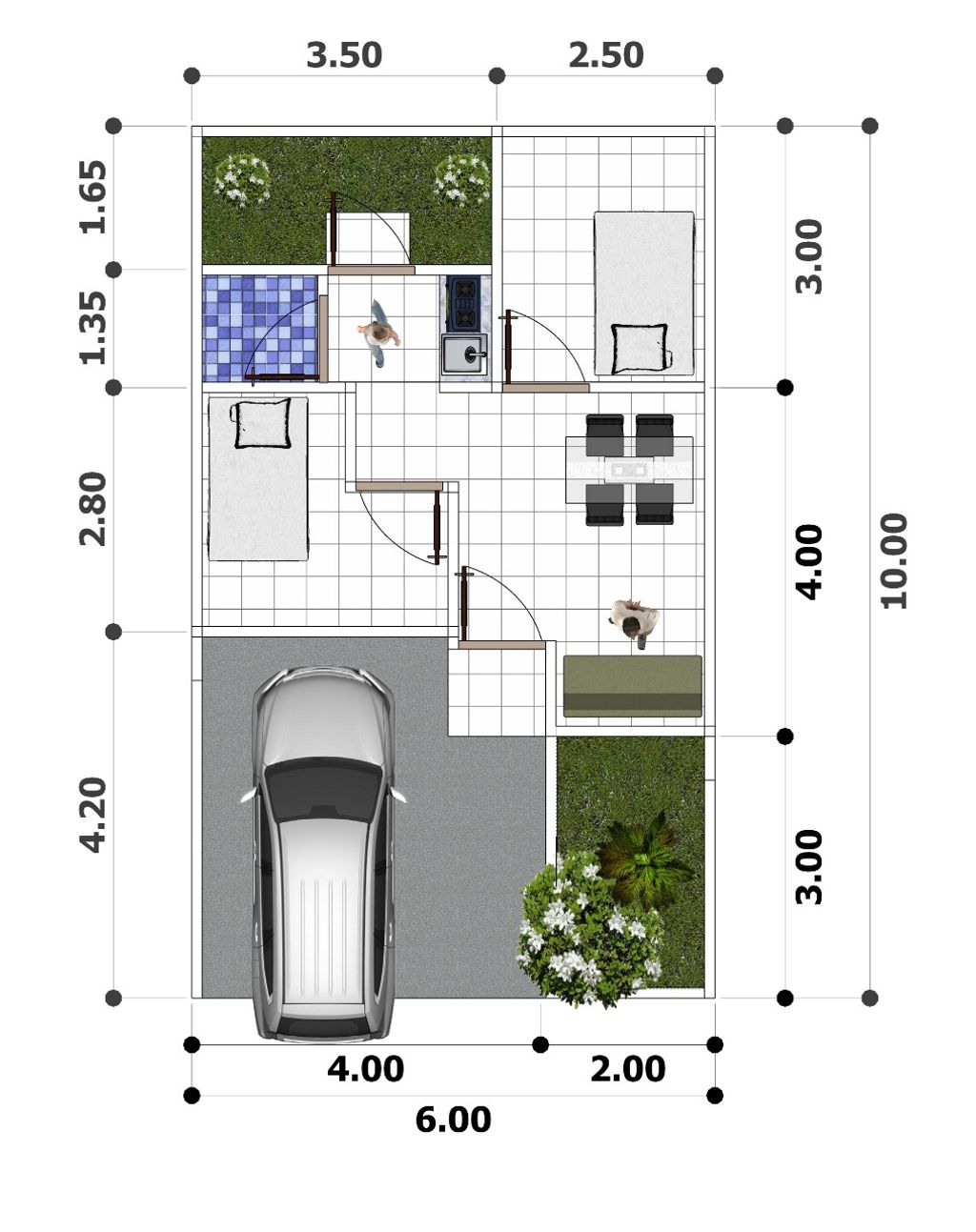foto denah rumah tipe 30/60 perumahan GRAHA MANDIRI CIKUJANG