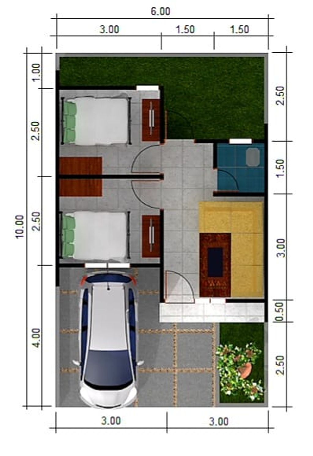 foto denah rumah tipe 30/60 perumahan GRAHA LESTARI BUDUR