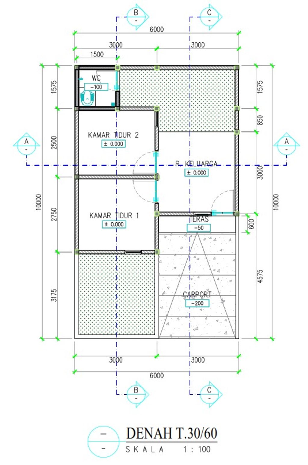 foto denah rumah tipe 30/115 perumahan Marison Gondowangi Regency