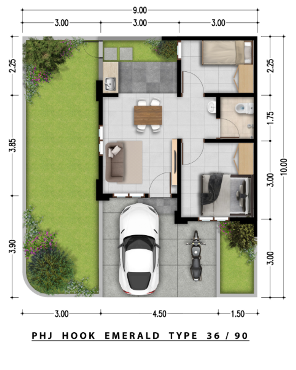 foto denah rumah tipe Emerald 30/90 355.175.200 perumahan PURI HARMONI JONGGOL