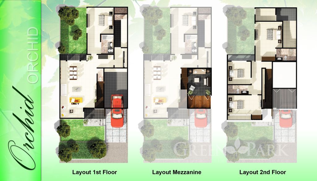 foto denah rumah tipe Orchid perumahan GREEN PARK RESIDENCE