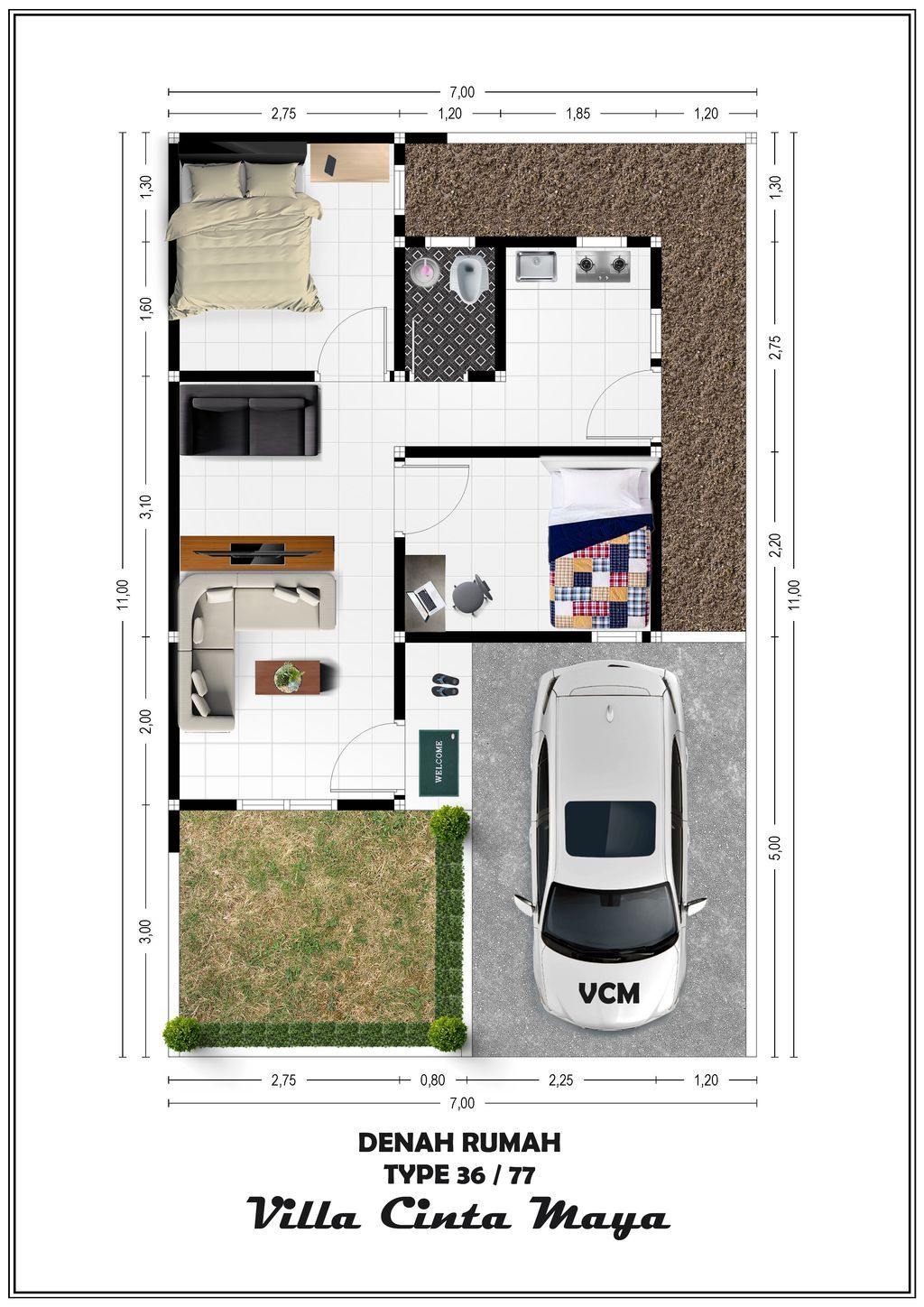 foto denah rumah tipe STANDART perumahan VILLA CINTA MAYA