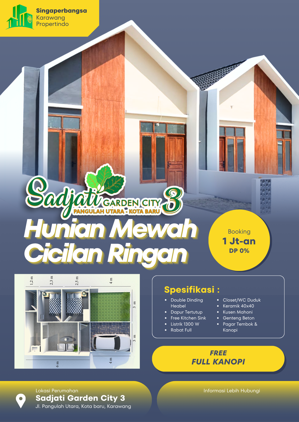 foto tampak rumah tipe SCANDINAVIAN perumahan Sadjati Garden City 3