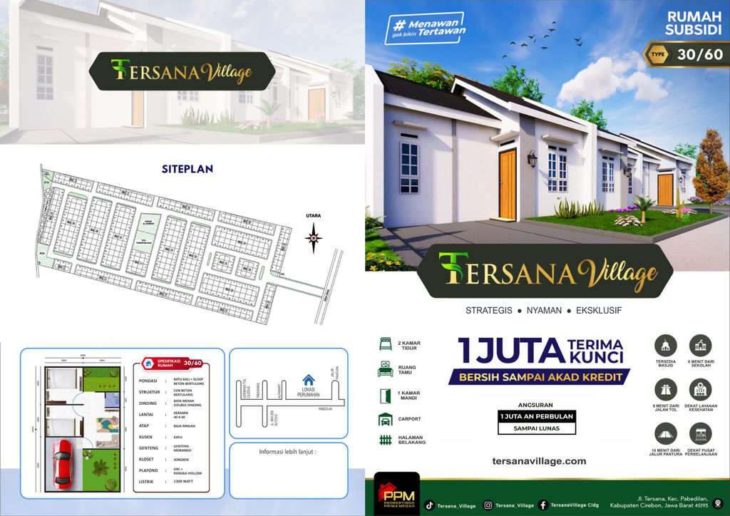 foto tampak rumah tipe 30/60 perumahan Tersana Village